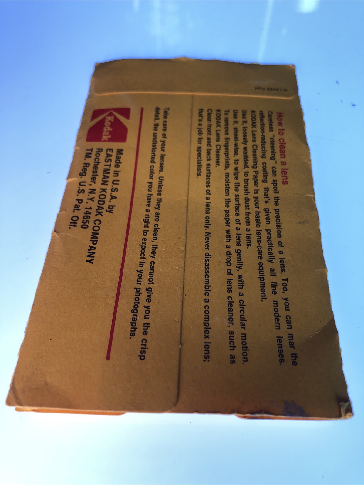Vintage Kodak Lens Cleaning Paper