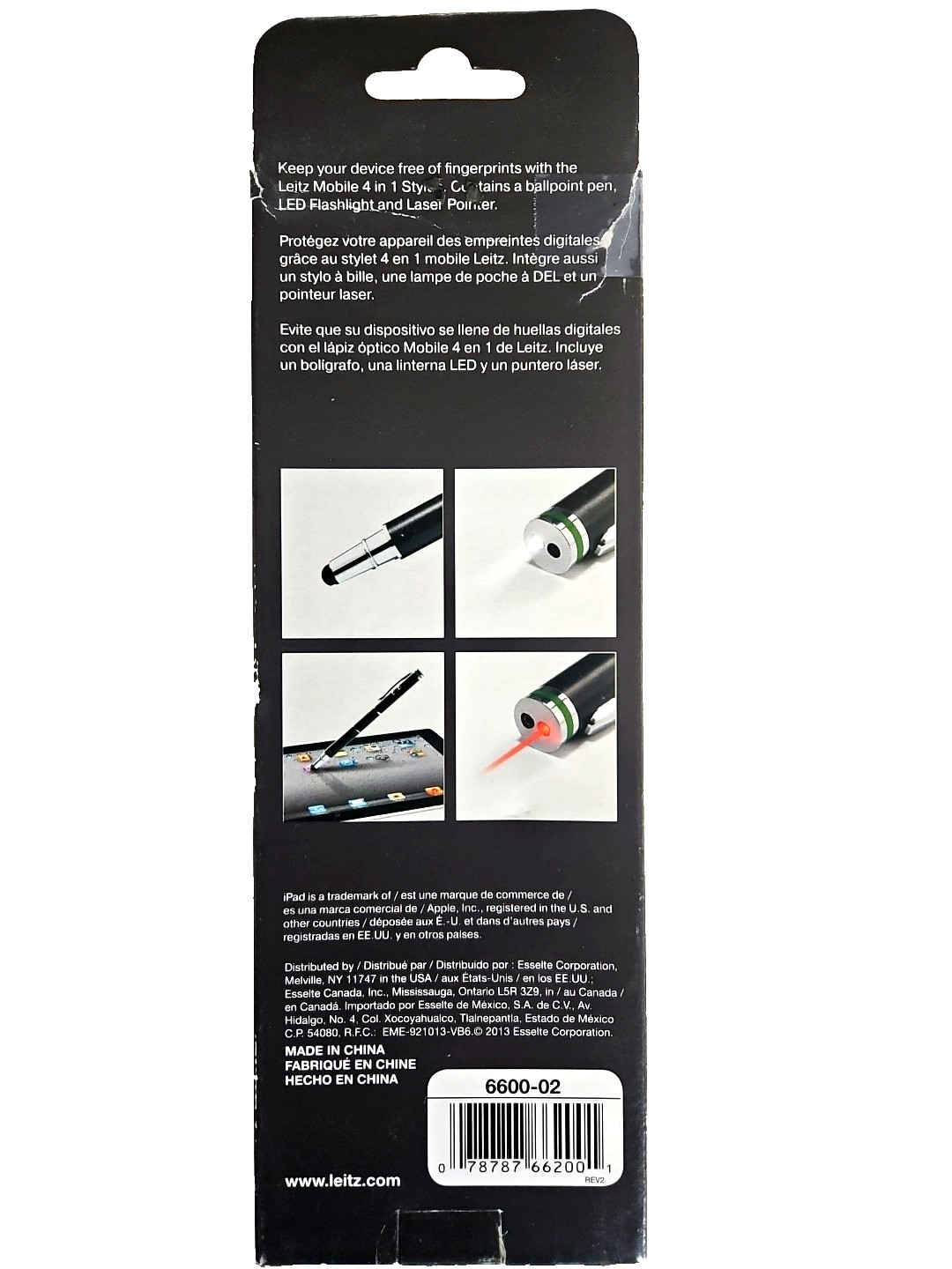 Leitz Mobile 4 in 1 Stylus for Touchscreen Devices 6600-02 New Sealed (Black)