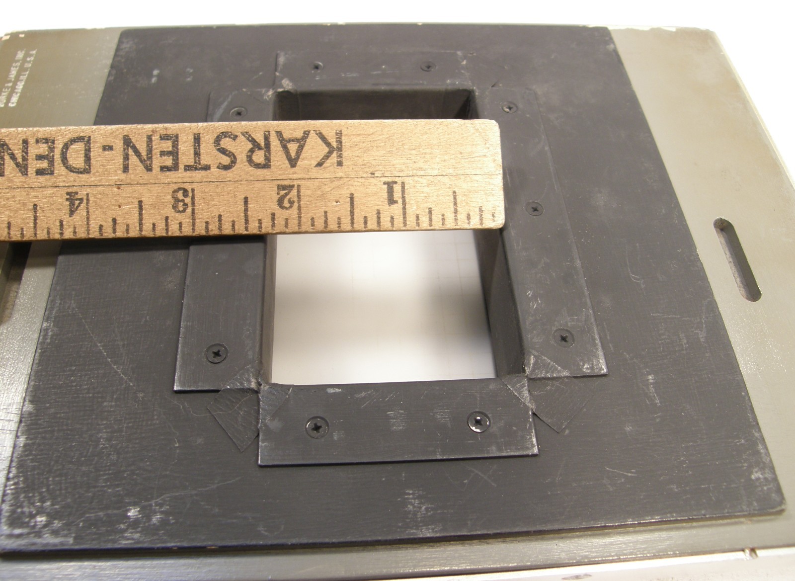 VINTAGE BURKE & JAMES SLIDING BACK REDUCER 3 1/2″ X 4 3/4″ GROUND GLASS W/GRID