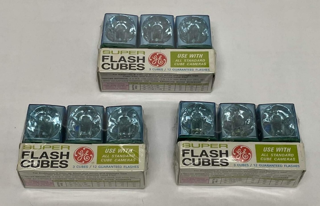 Vintage GE Super Flash Cubes 9 Cubes NEW Sealed (3 x 3 packs)
