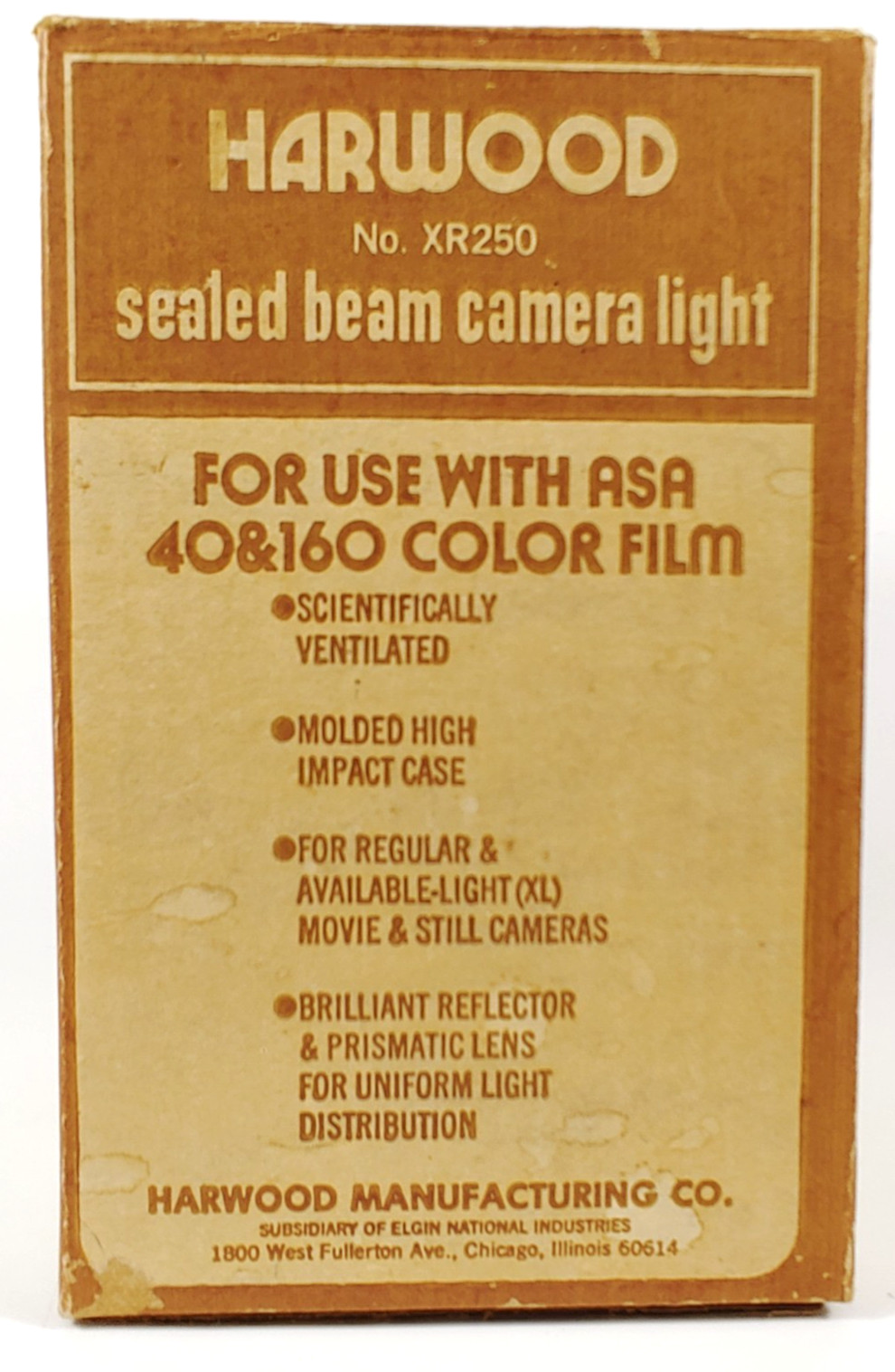 Vintage Harwood No. XR250 Sealed Beam Camera Light For Use With ASA 40&160 WORKS