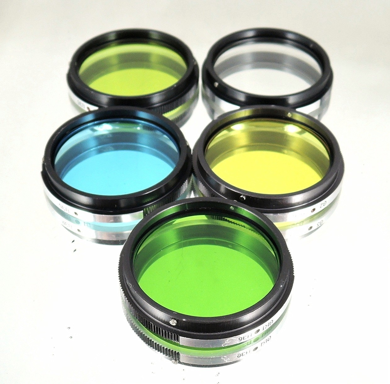 Flexaret – Set of five color filters B36 MEOPTA Czechoslovakia genuine MINT