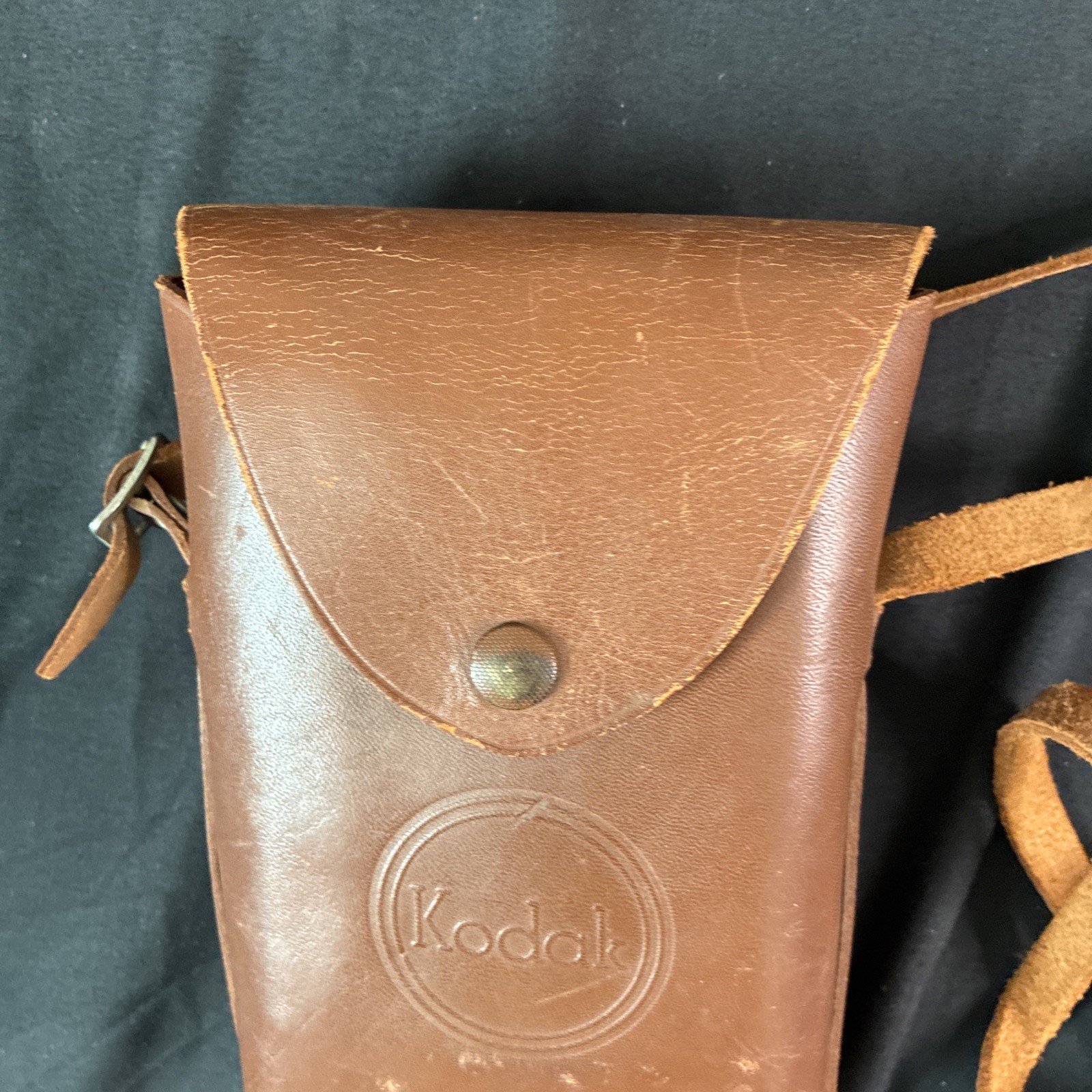 Vintage Kodak Snapback Brown Genuine Leather Camera Case With Strap Made In USA