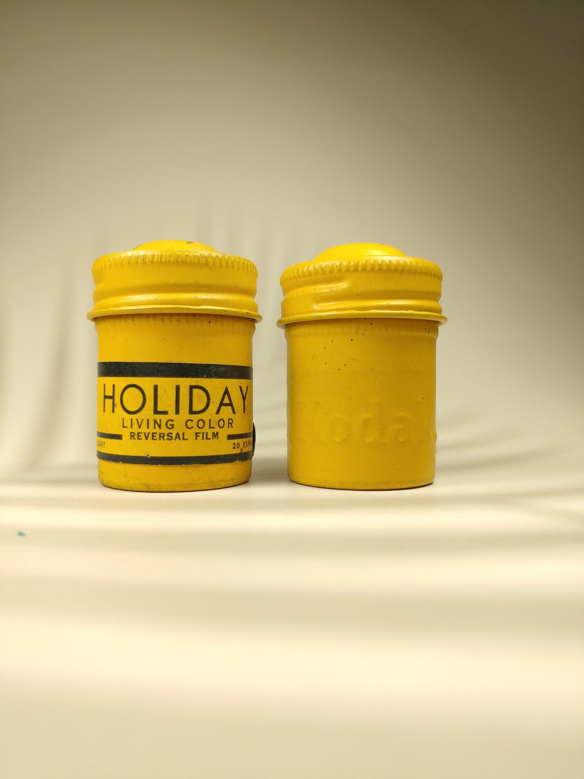 2 x Kodak 35mm Film Roll Embossed Container Metal Tin Can Canister