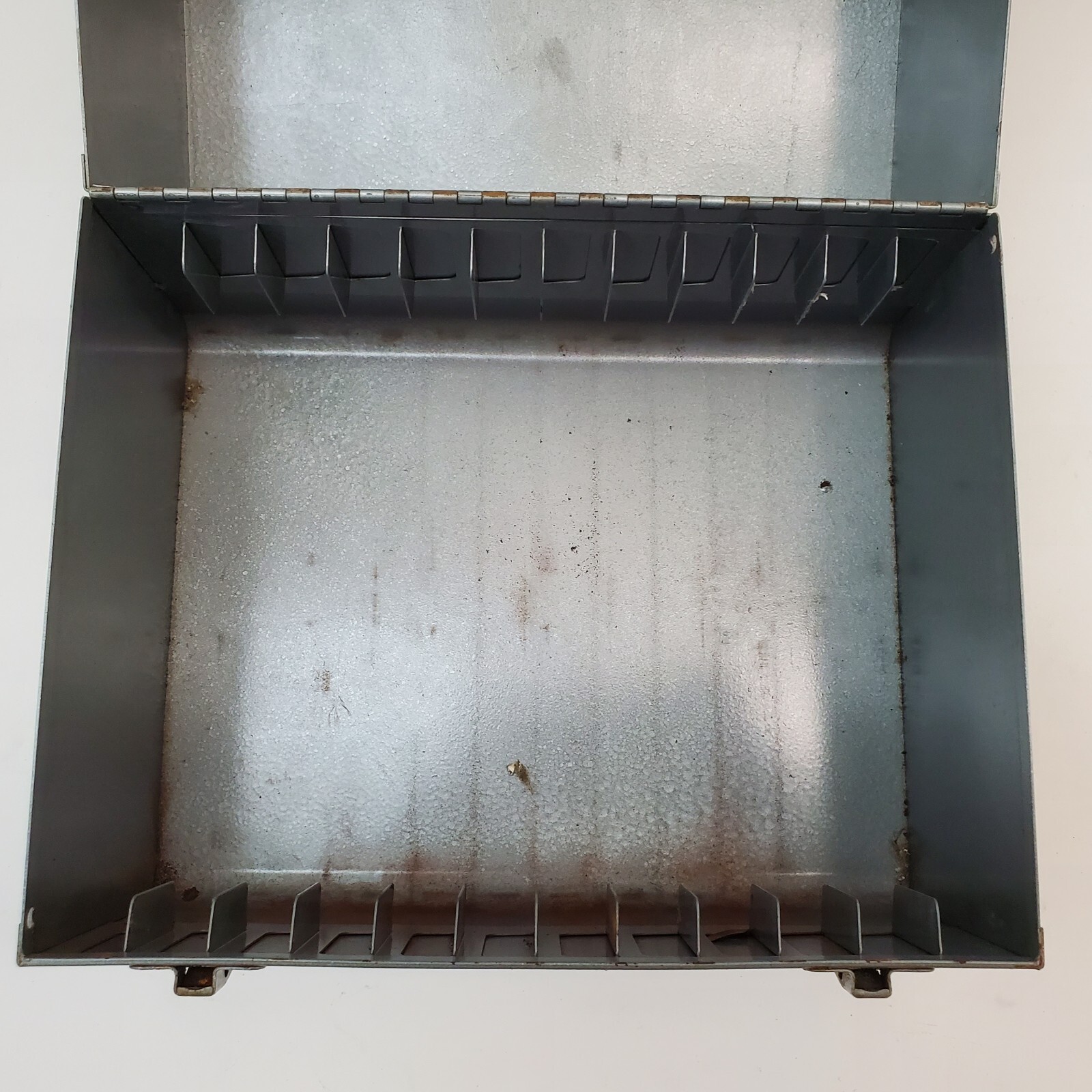 Vintage Brumberger Metal Case for 8mm Film Cans 12 Slots 9.5×7.5×7.5″