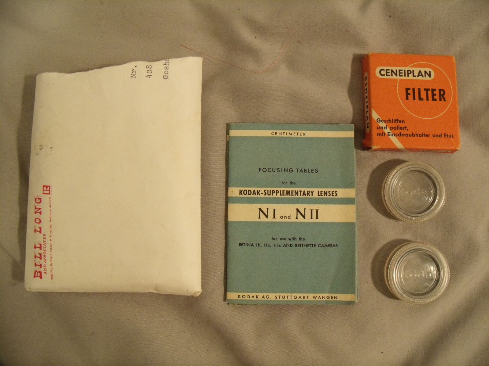 Kodak NI, NII, Lenses, and Ceneiplan Blue Violet Filter All Fitting Kodak Retina