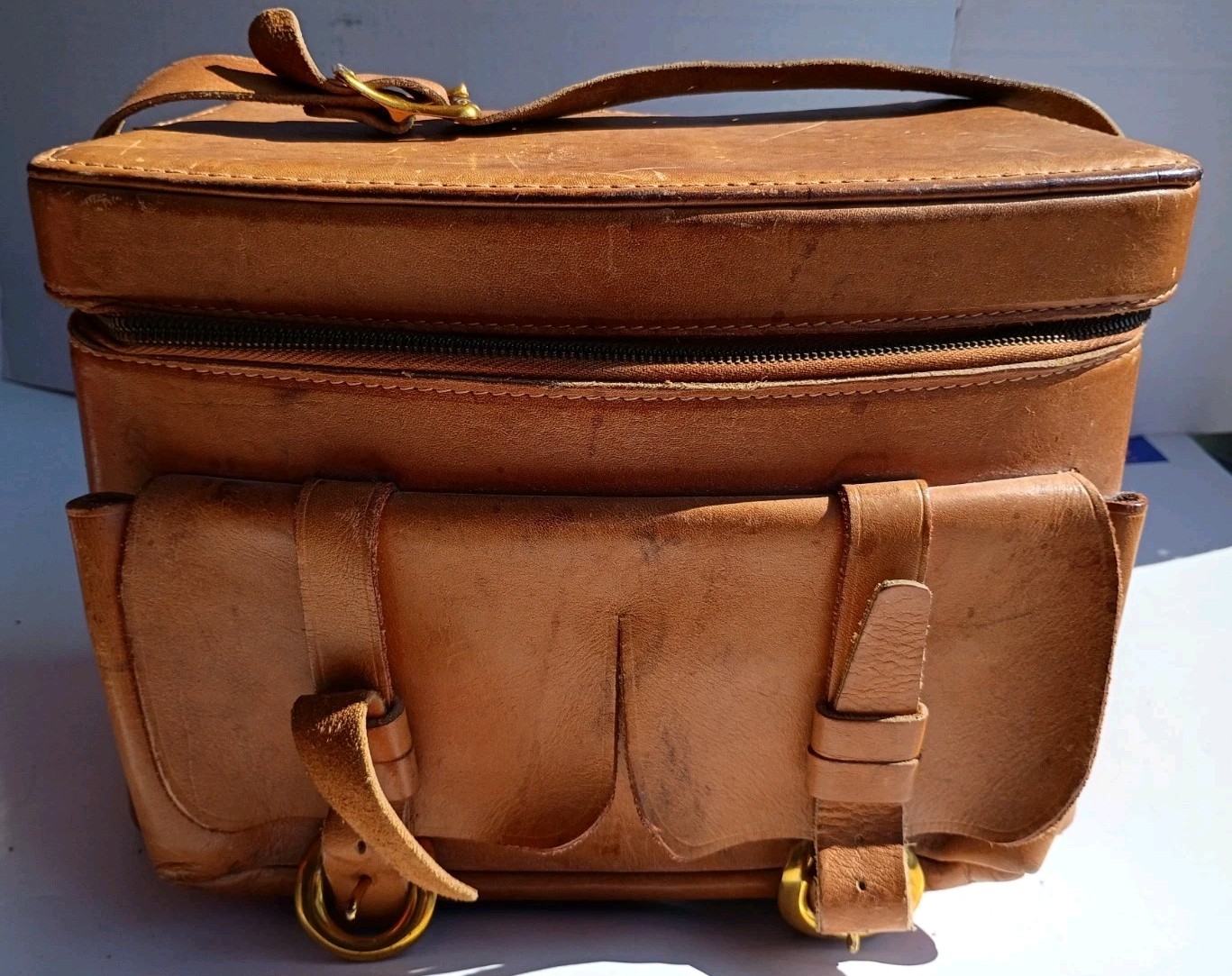 Vintage Handmade Top Grain Cowhide Leather Field Camera Bag Satchel USA 11x8x6