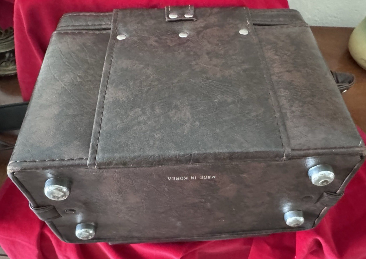 Vintage Camera Case w Film Compartment Hard Body Shoulder Strap Brown Vinyl