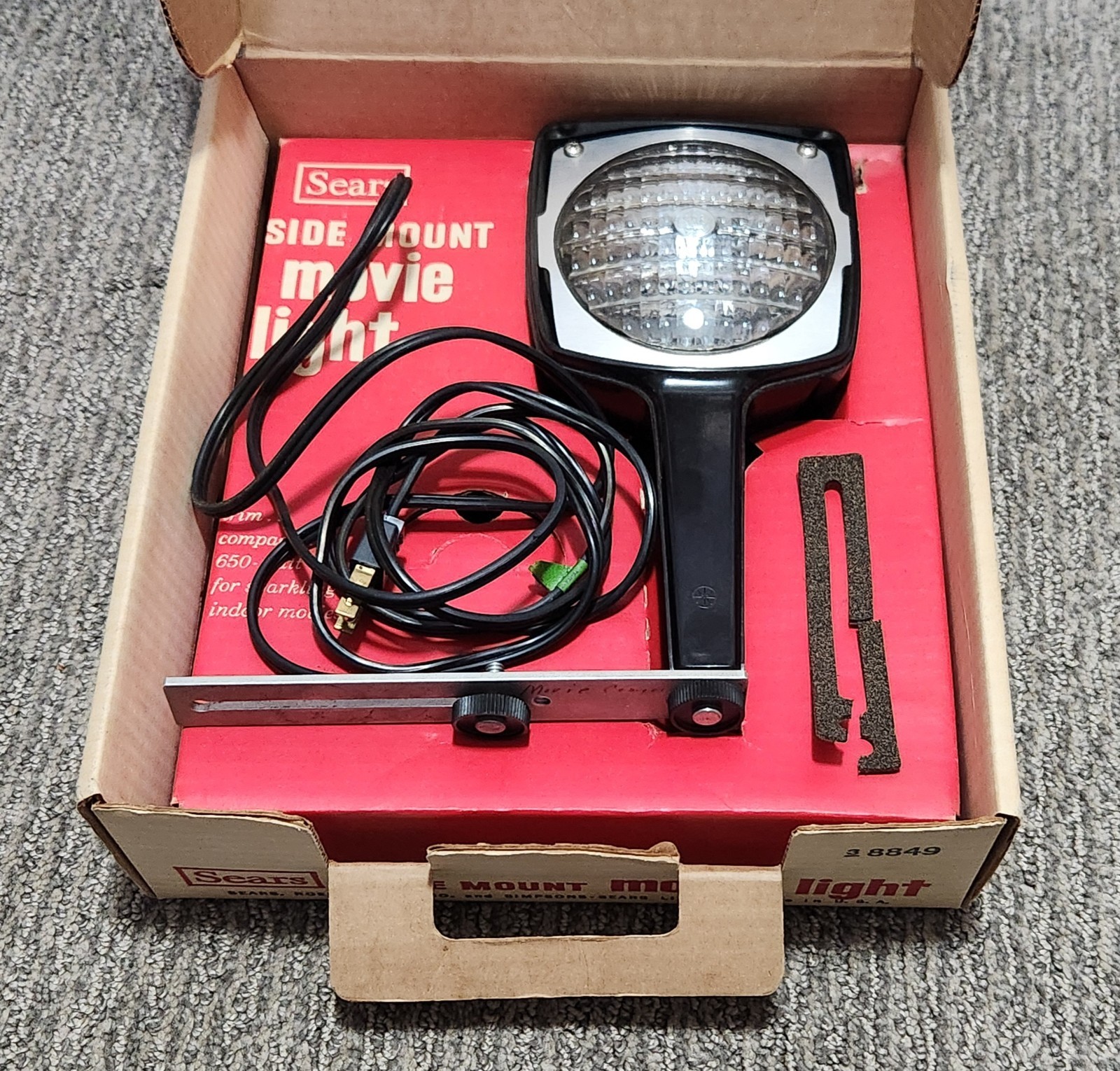 Vintage Sears Side Mount Movie Light 3-8849 With Original Box Works Great