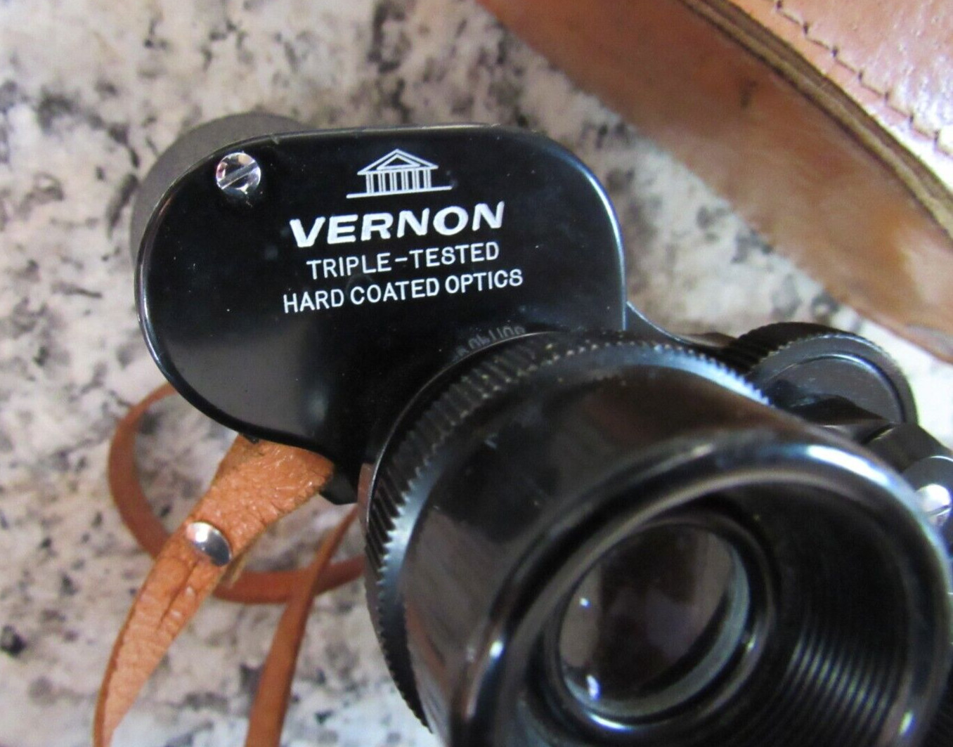 VINTAGE Vernon leather Binoculars/ Case Blk GOOD CONDITION
