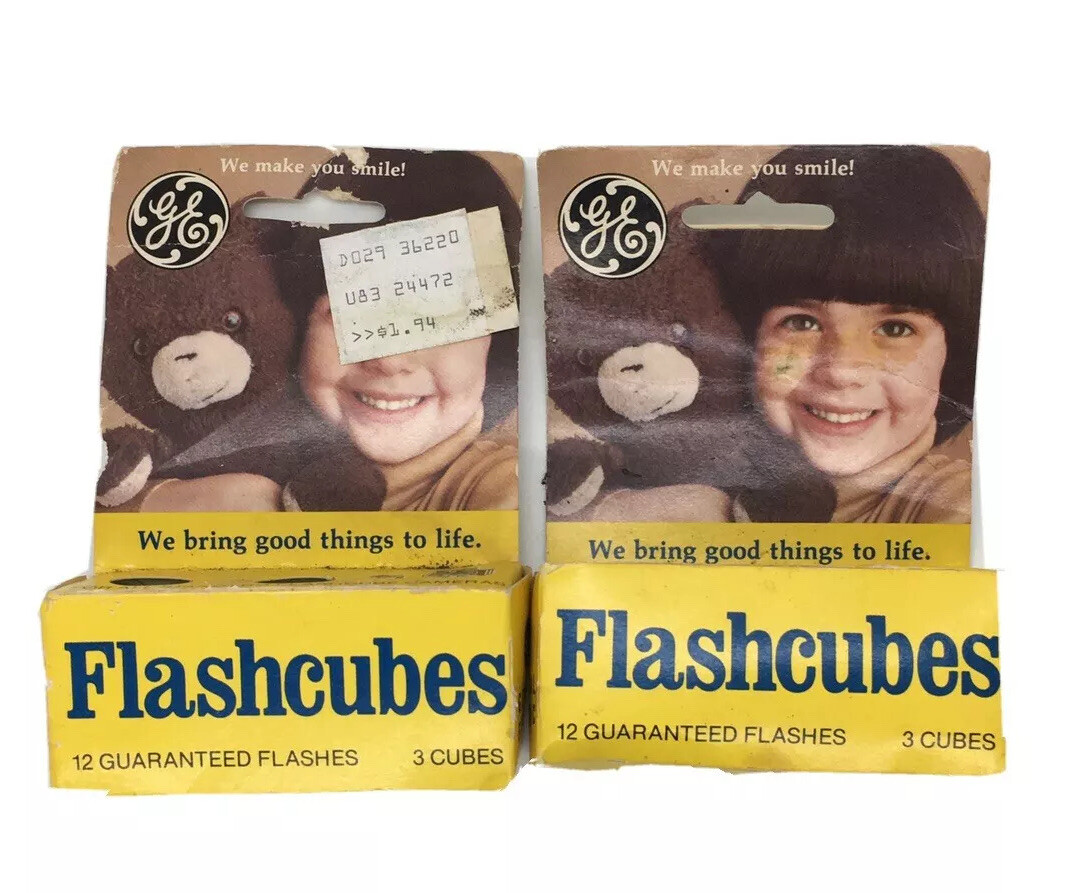 2x Vintage GE Flashcubes Original Box Set Of 6 Cubes 24 Flashes
