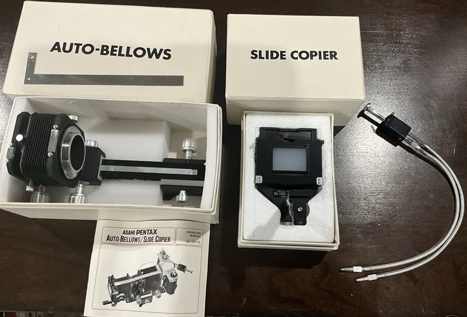 Pentax Asahi Auto-Bellows / Slide Copier Set Vintage In Boxes + Release Unused?