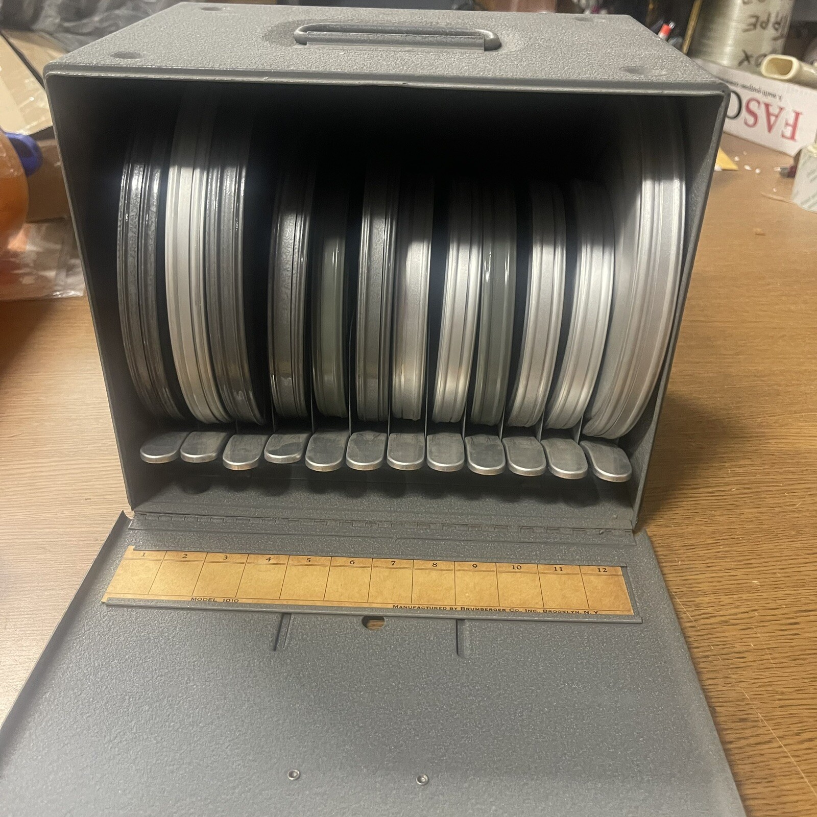 Vintage BRUMBERGER 8mm Film Canister & Reel Storage Box, Holds Includes 12 BLN