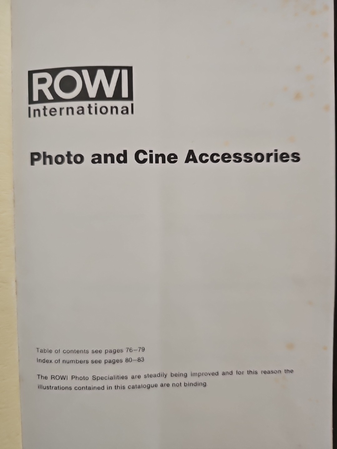 Vintage Rowi International Photo and CINE Accessories Booklet