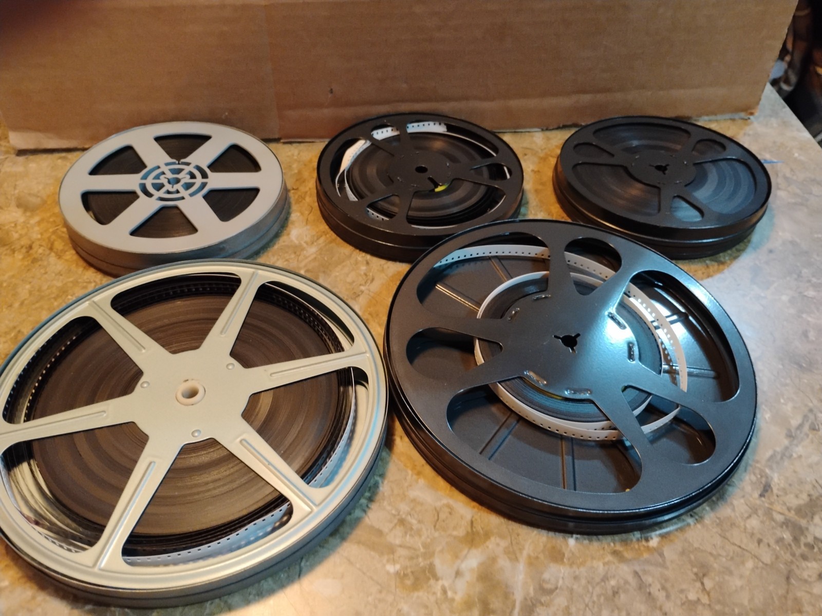 Lot Of 5 Vintage Reel film Canister and Film