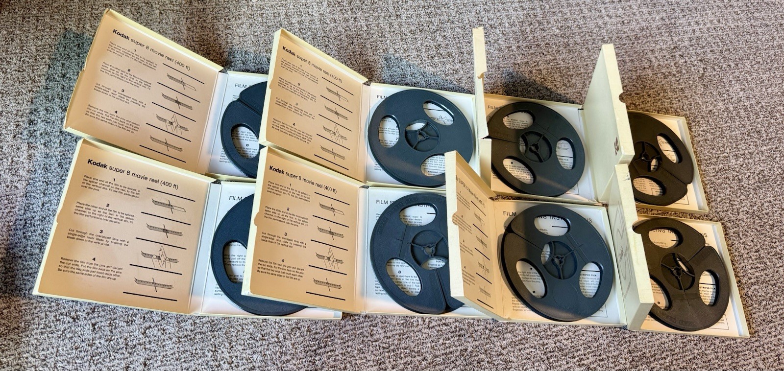 Lot of 8 Kodak Super 8 8mm Movie Reel 400 ft Feet Empty Reels Unmarked Box VTG