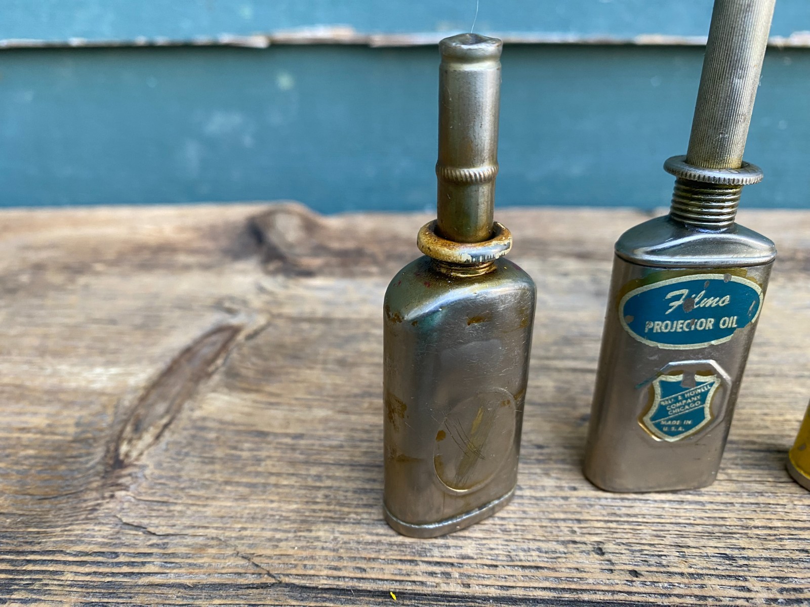 SET OF 3 OIL CAN TIN PROJECTOR NEEDLE OILERS FILMO BELL & HOWELL USA EMPTY