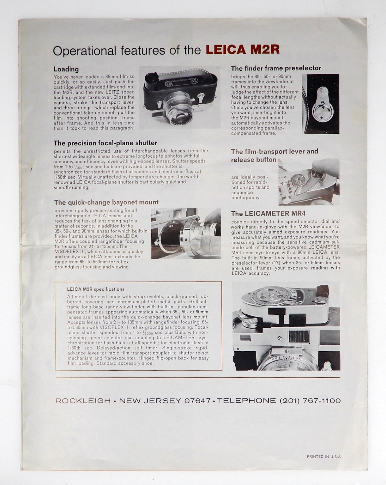 Leica M2R Brochure ………. Rare !!