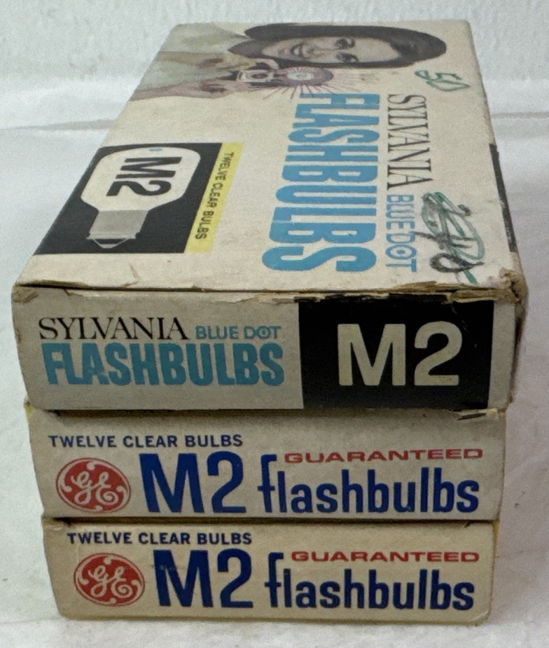 Lot Of 2 12 Pack VTG GE M2 Rhenium Flashbulbs & 1 Pack Of 10 Sylvania NOS