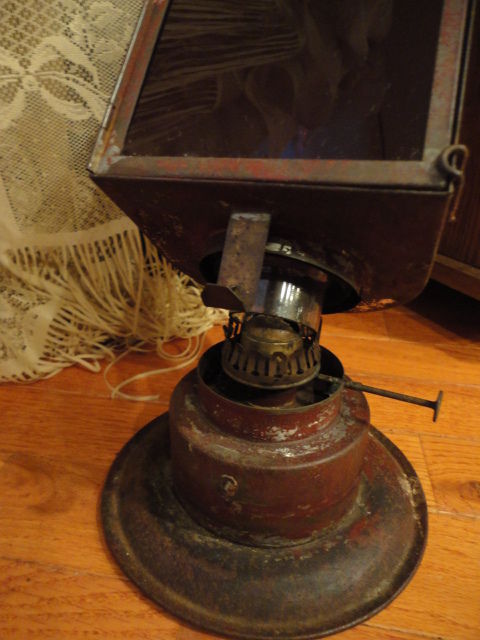 Dark Room Photographic Lantern Ruby Glass Protective Door Oil Lamp Antique