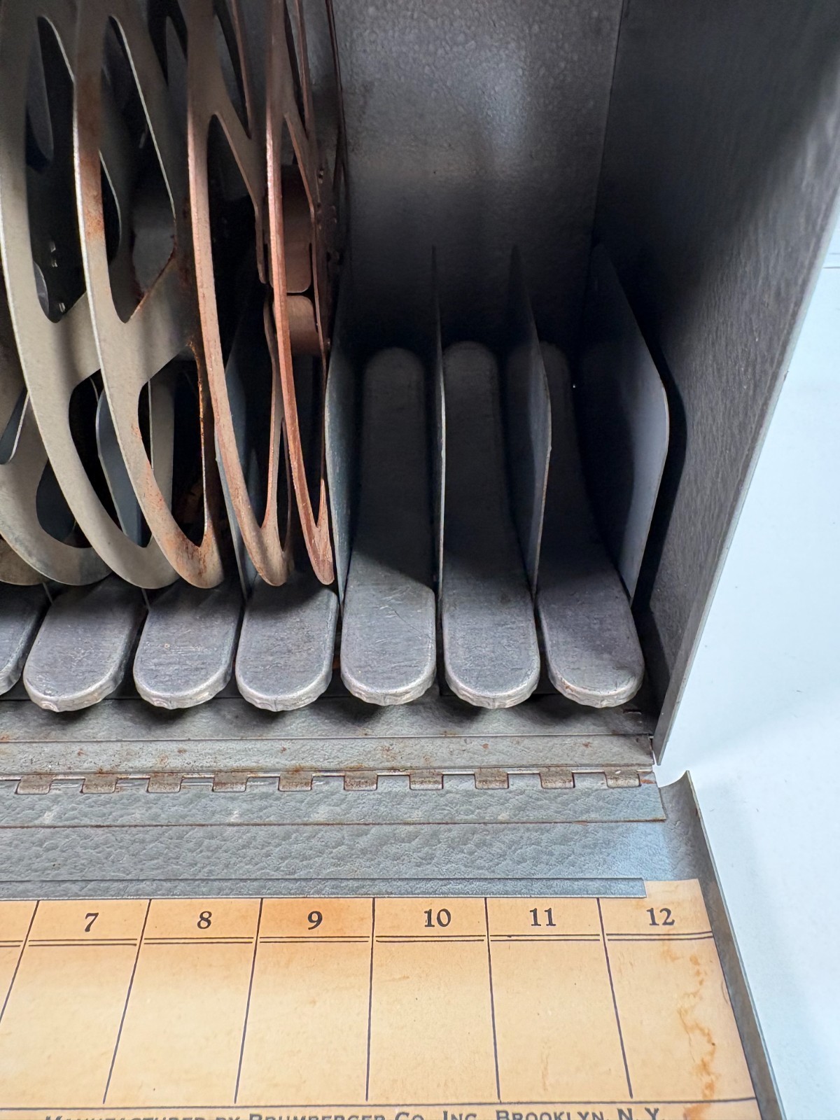 Vintage Brumberger Deluxe Movie Reel Chest Metal Holds 12 Reels
