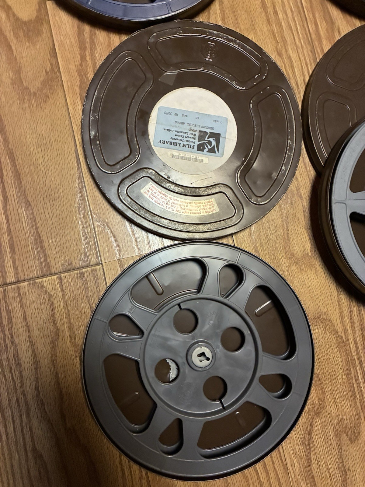 Lot Of 4 GOLDBERG BROS Steel 16mm Film Cans & Plastic Reels 9.5”
