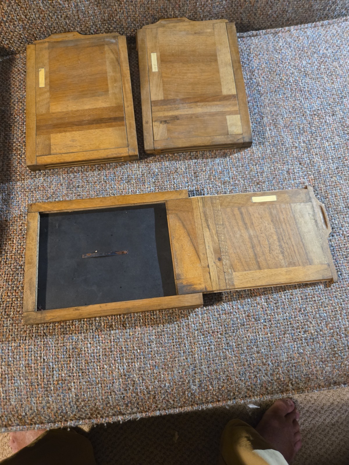 Lot Of 3. Vintage Wooden Film Plate Cassette for Large Format