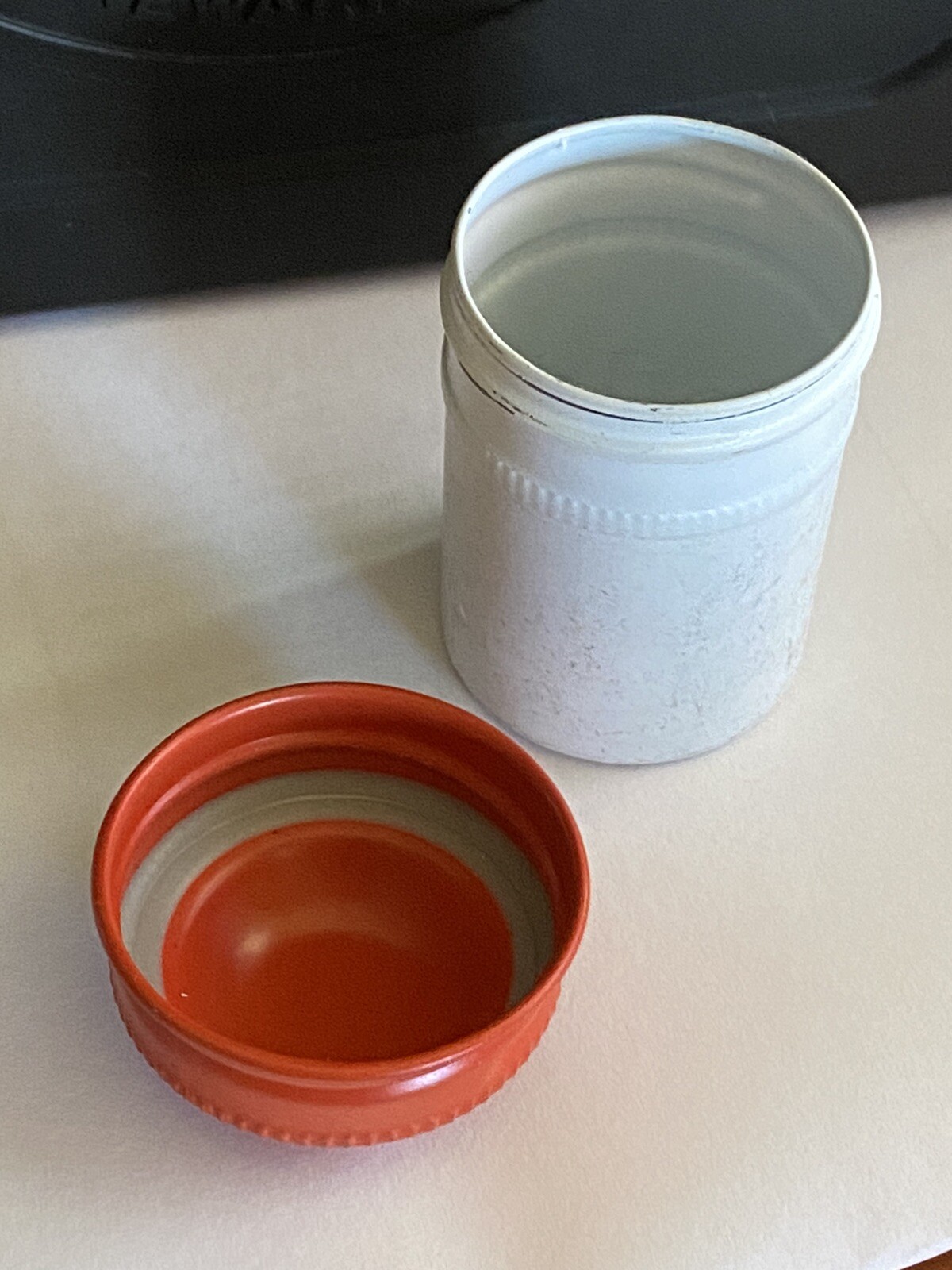 KODAK Panatomic-X Metal Film Cannister, White Can/ Orange Top, Vintage 35mm Film