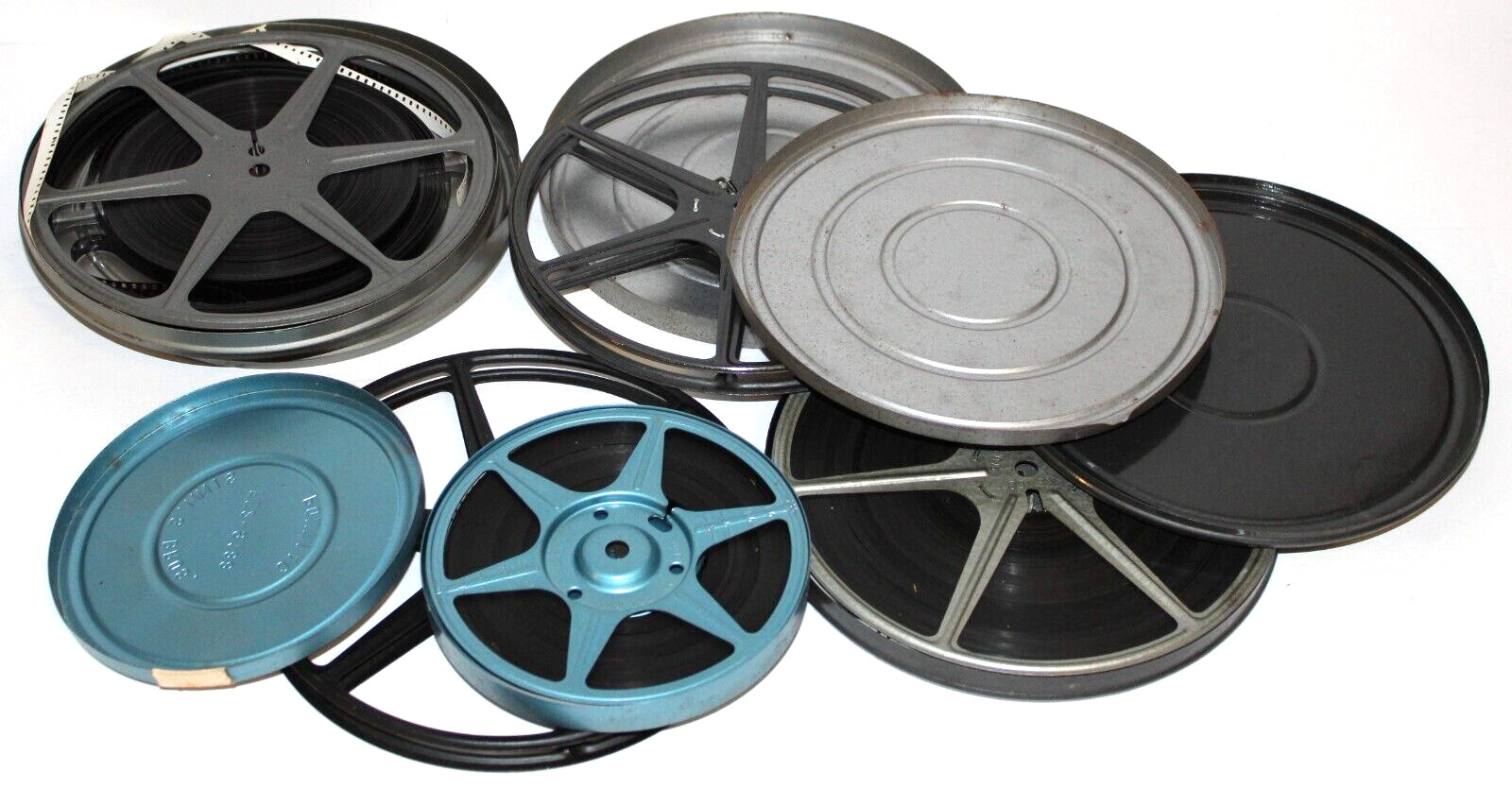 Mid Century Movie Reels Home Movies & Empty Reel Cans/Cases Lot of 5 Mixed GC