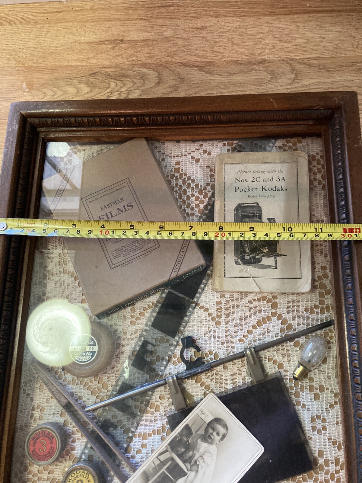 Rare Vintage Photography -Camera Items In Shadow Box