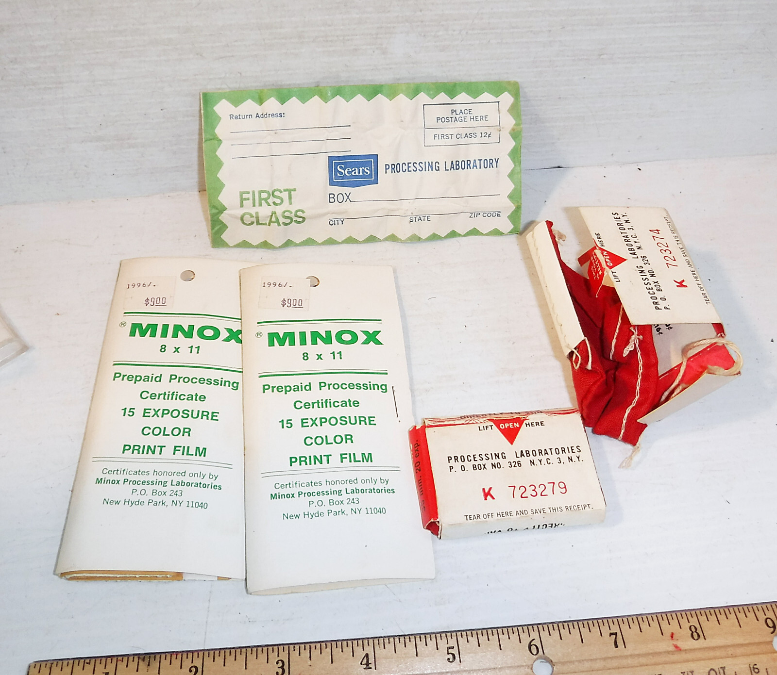Minox Prepaid Film Mailers Kodachrome Mail bag Sears Film Developing Envelope