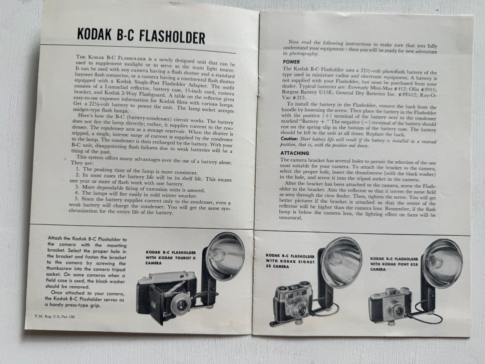 1953 Kodak B-C Flasholder Instruction Guide