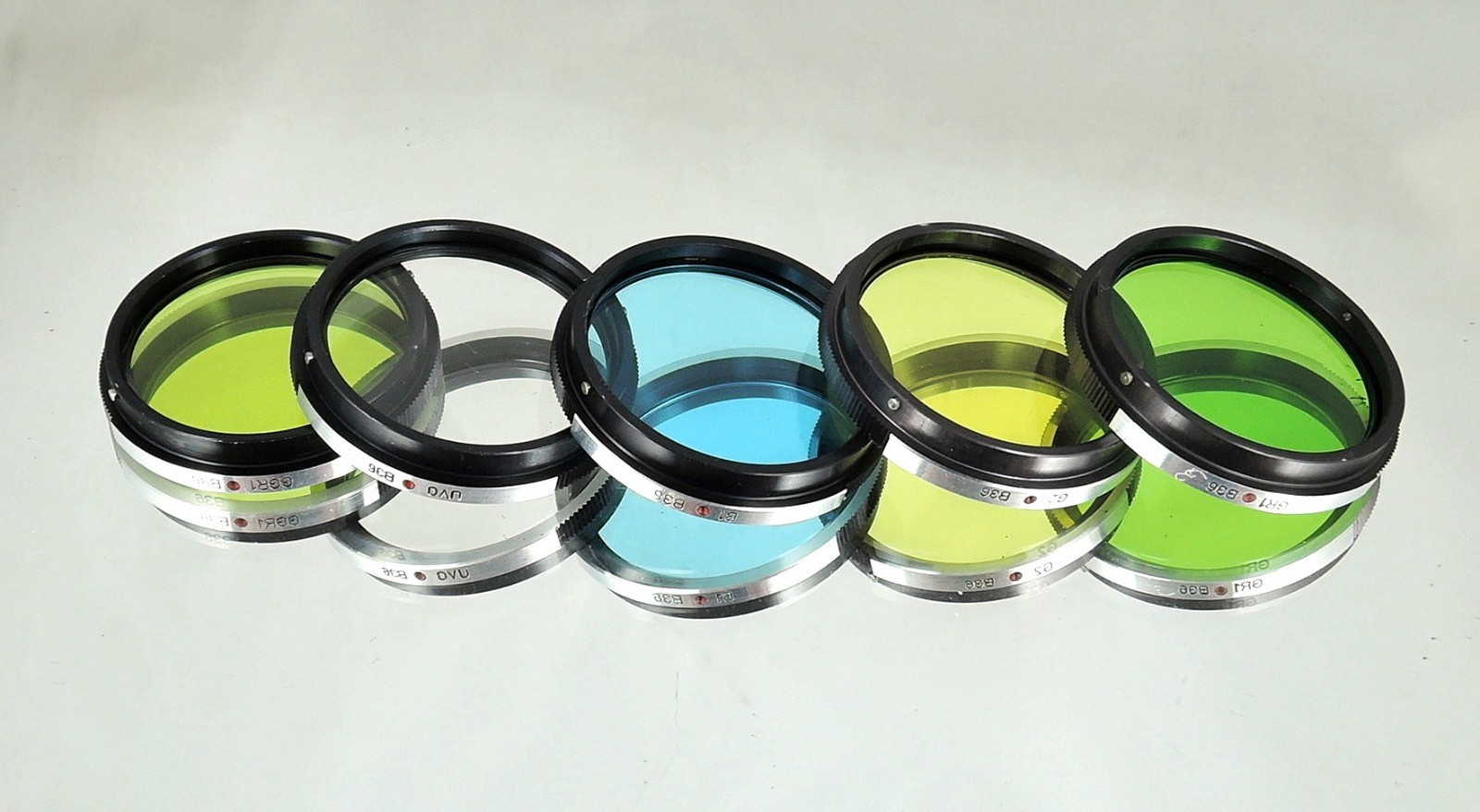 Flexaret – Set of five color filters B36 MEOPTA Czechoslovakia genuine MINT