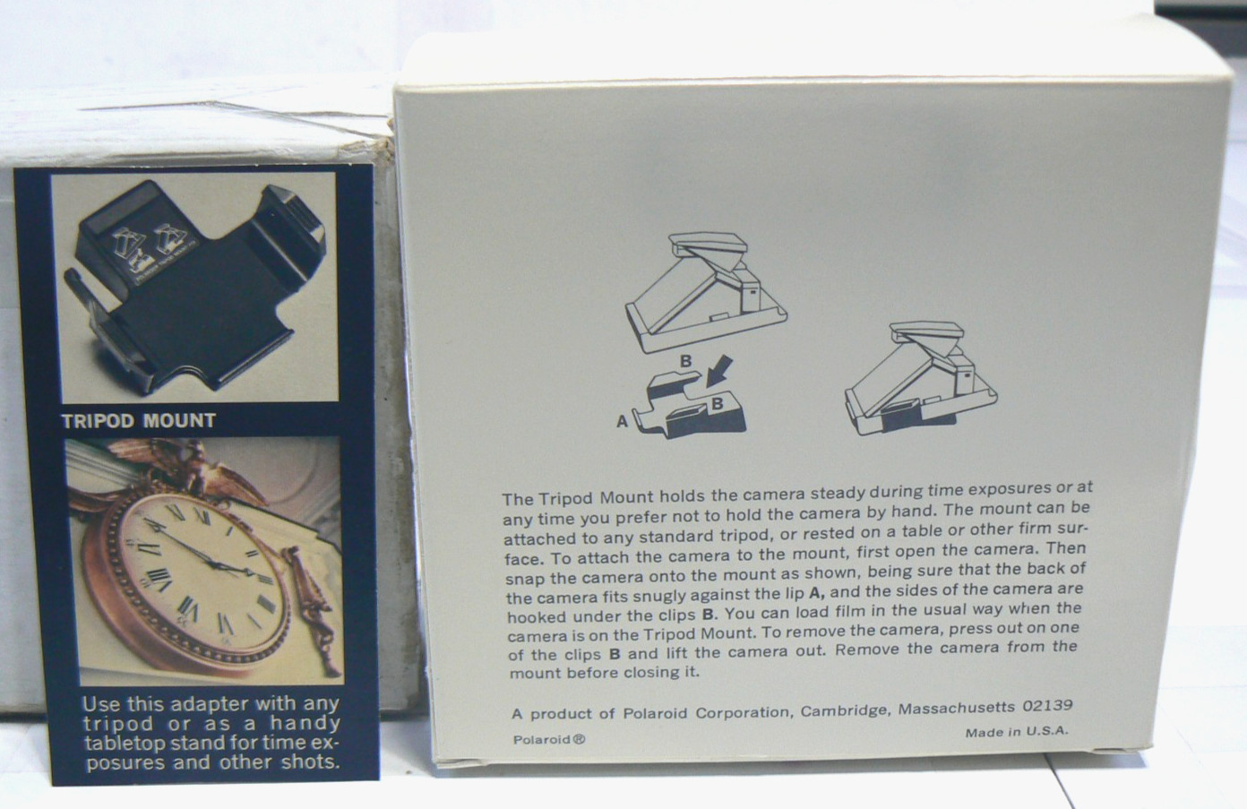 Polaroid SX-70 Camera #111 Tripod Mount +Box & Advertisement Card AA
