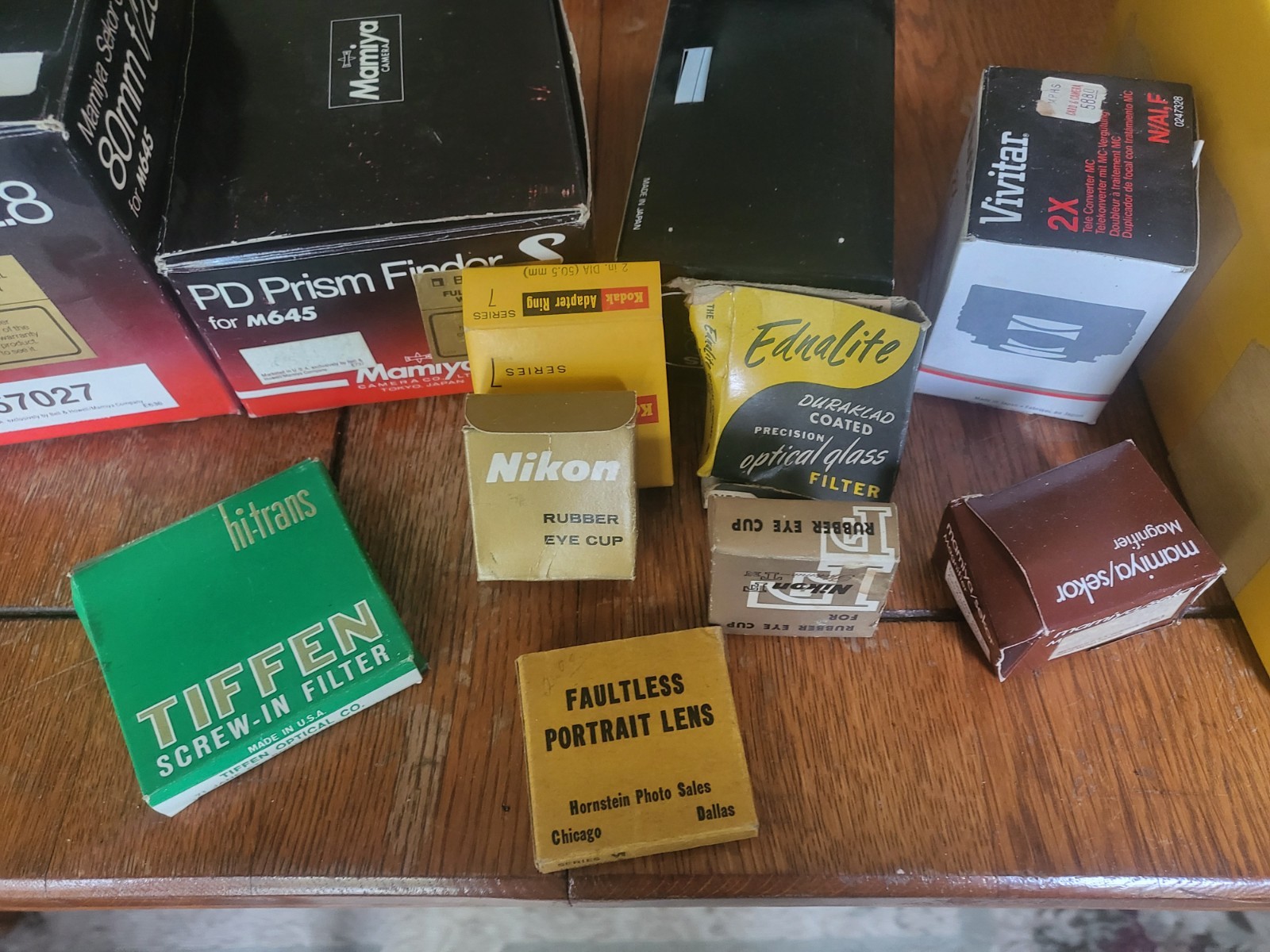 Vintage Camera Accessory Boxes – Mamiya Sekor Lenses, Kodak Photo Paper, Filters