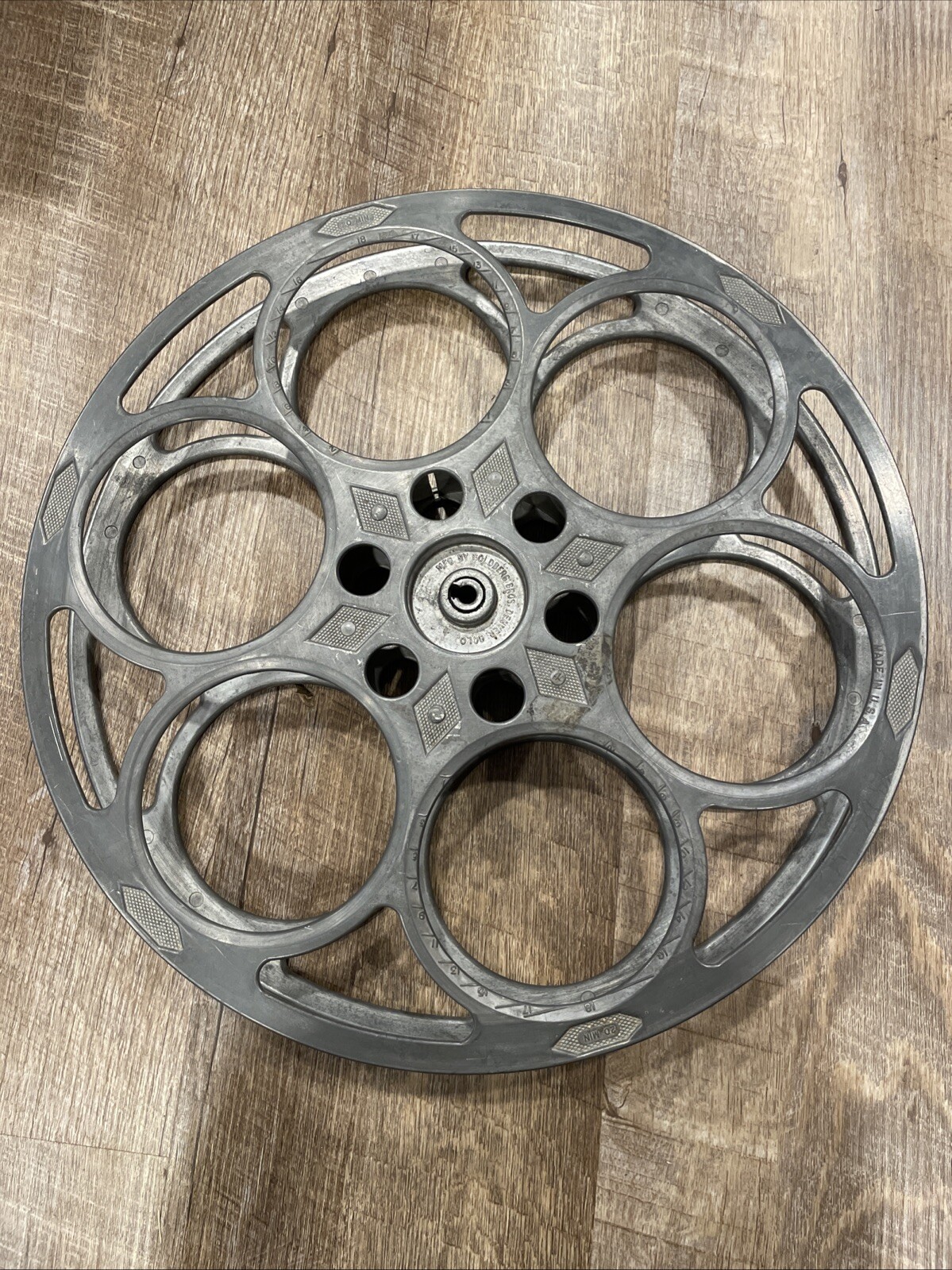 Vintage Goldberg Bros 15” 35mm Aluminum 6 Hole Film Reel USA Movie Projector
