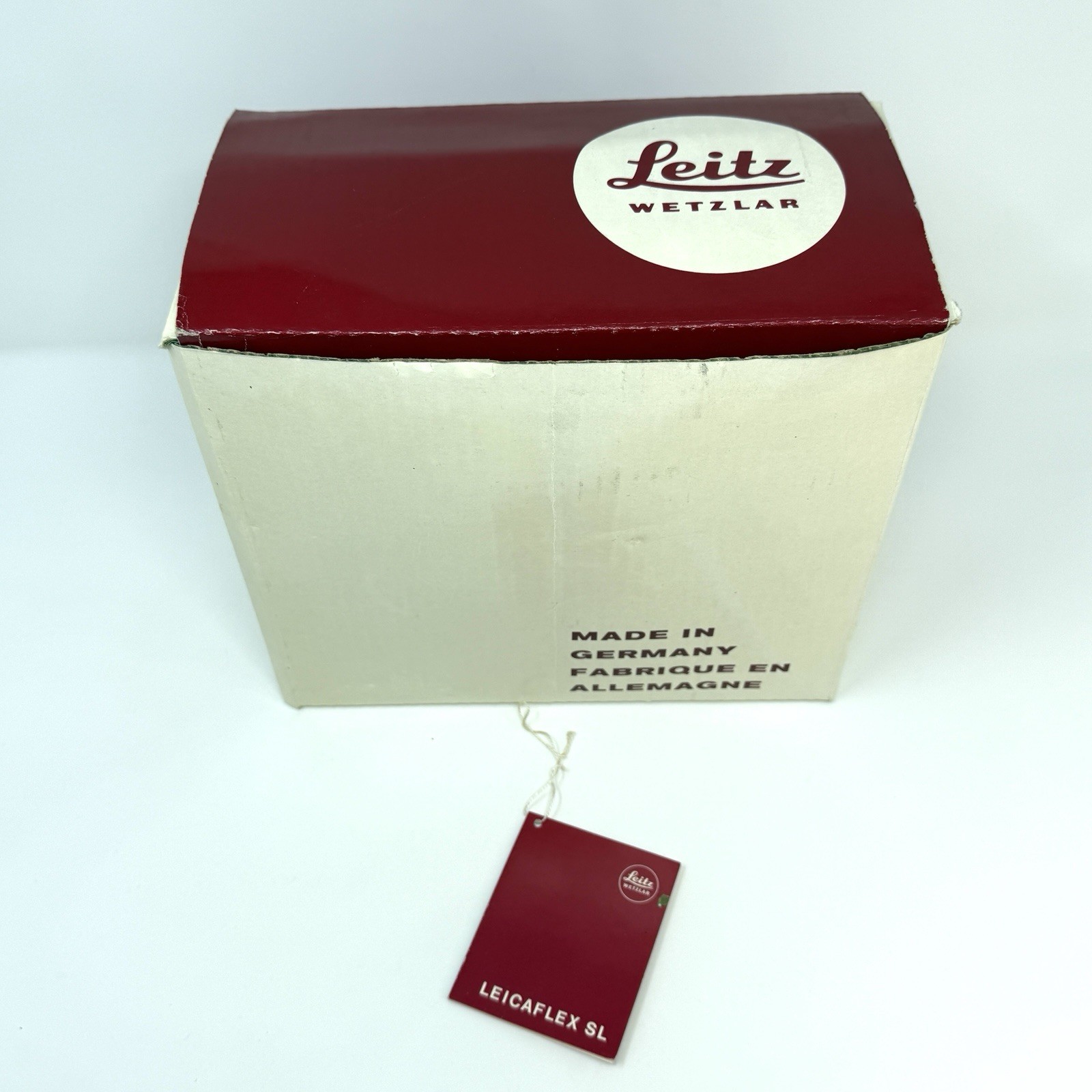 Vintage 70s Leitz Wetzlar Leicaflex SL Empty Box & Camera Advertisement Tag