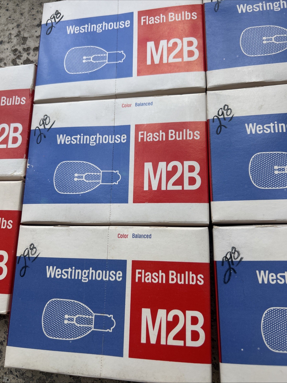 Vintage WESTINGHOUSE FLASH BULBS M2B, 12 Bulbs Per Pack-8 PACKS (b5)