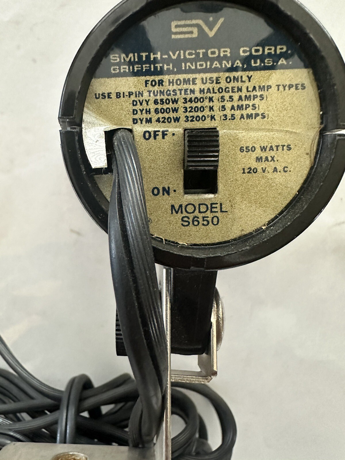 Vintage Smith-Victor Super 8 Movie Light S650 For Super 8 Movie Cameras USA Made