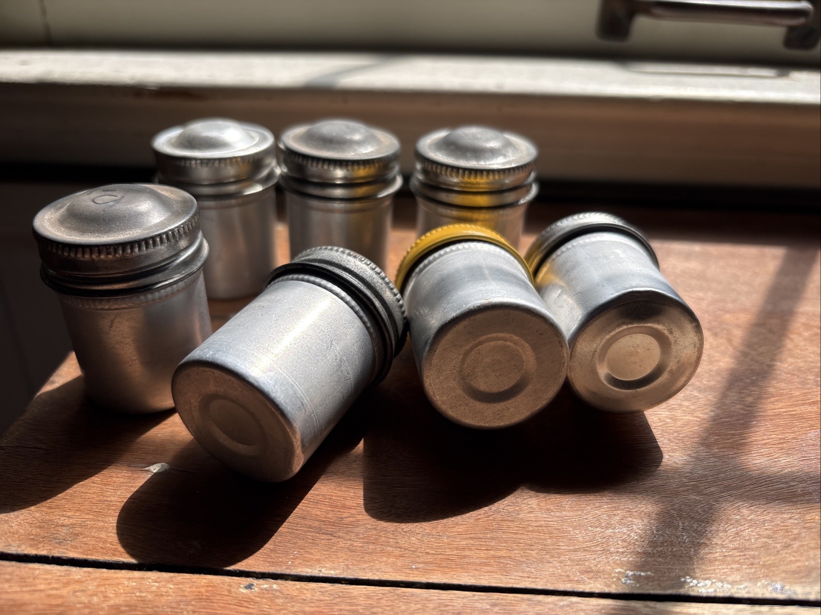 7 Vintage Aluminum Film Canisters Preowned