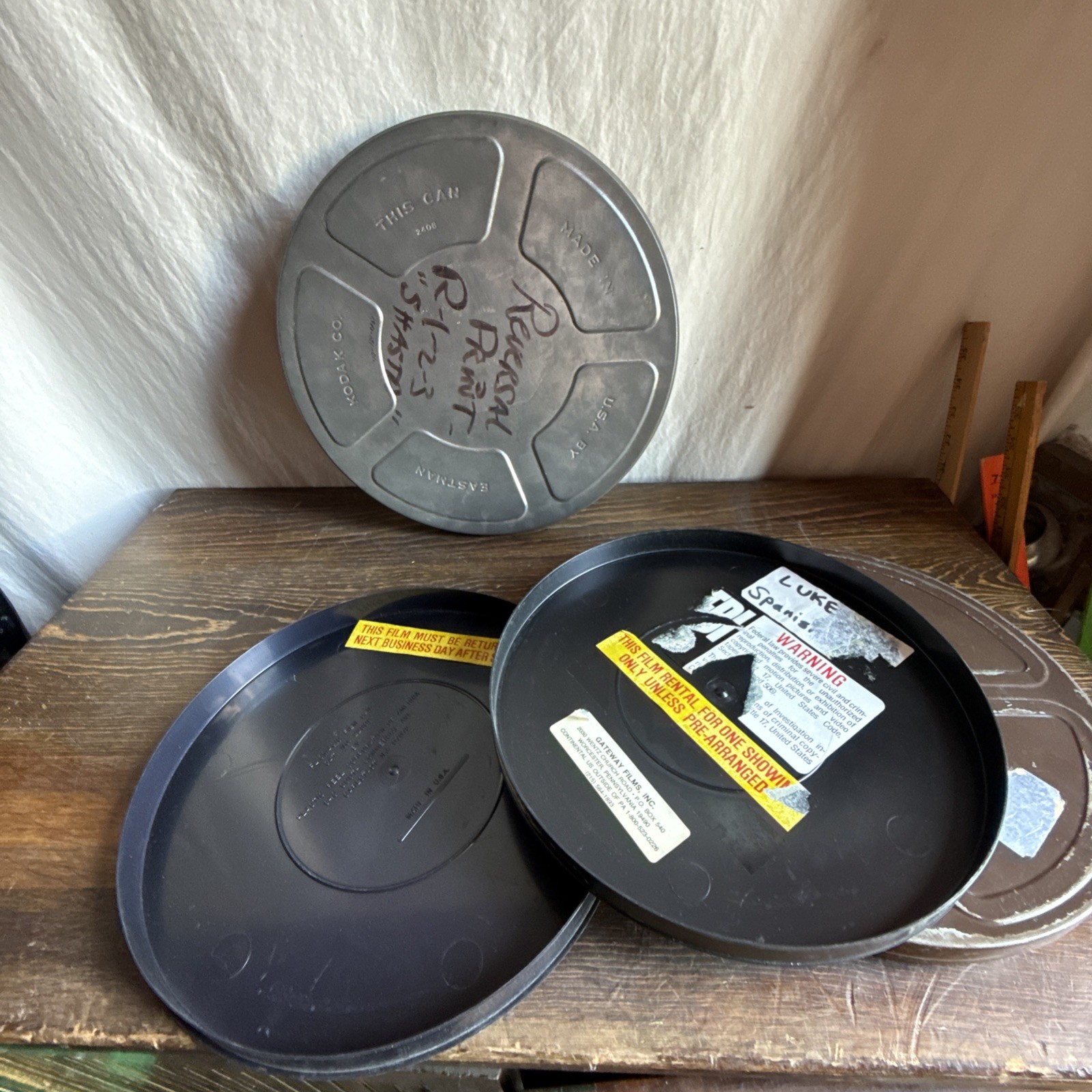 16mm Film canister Lot Of 3 Kodak And More Two Metal One Plastic