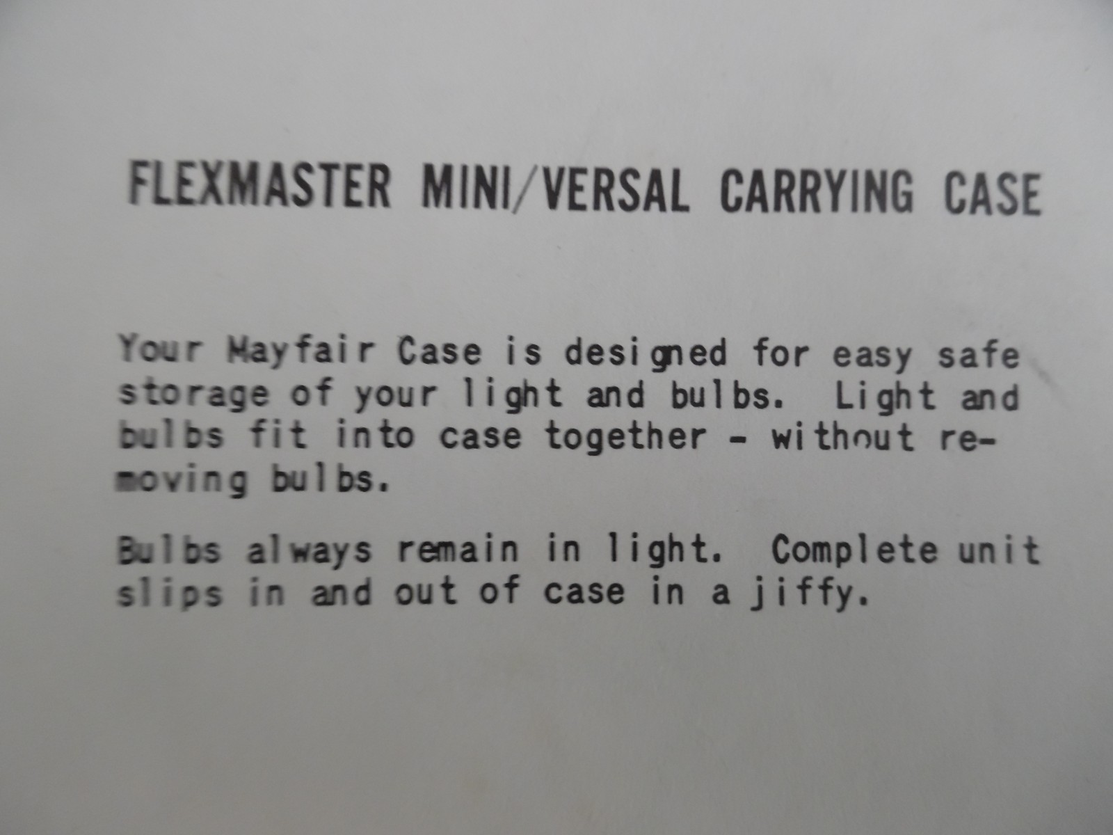 VINTAGE 1960s MAYFAIR LIGHTS BROOKLYN 11 ,NY MINI/VERSAL FLEXMASTER MOVIE LIGHT