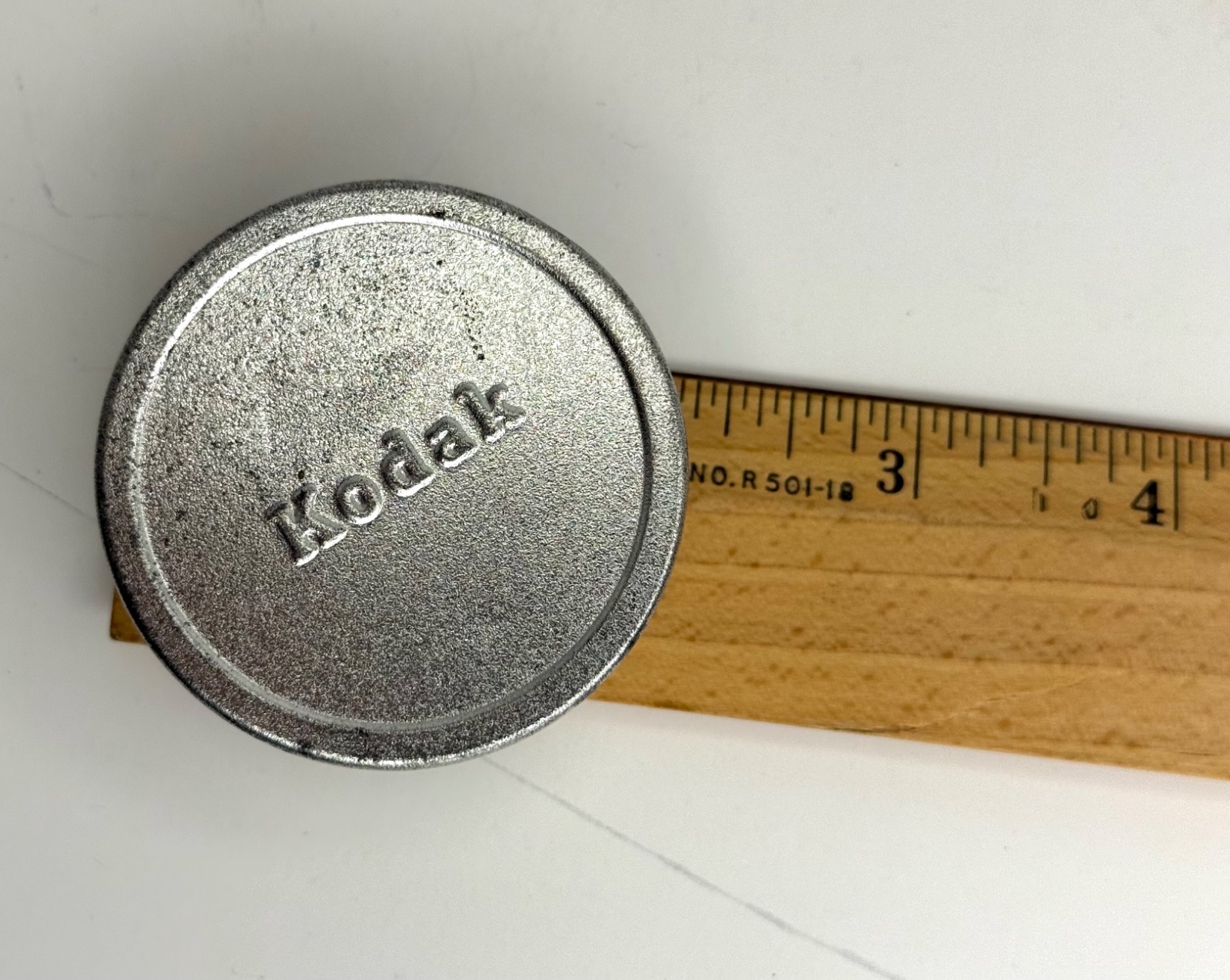 Vintage Kodak silver tin film cannister, empty, 2″