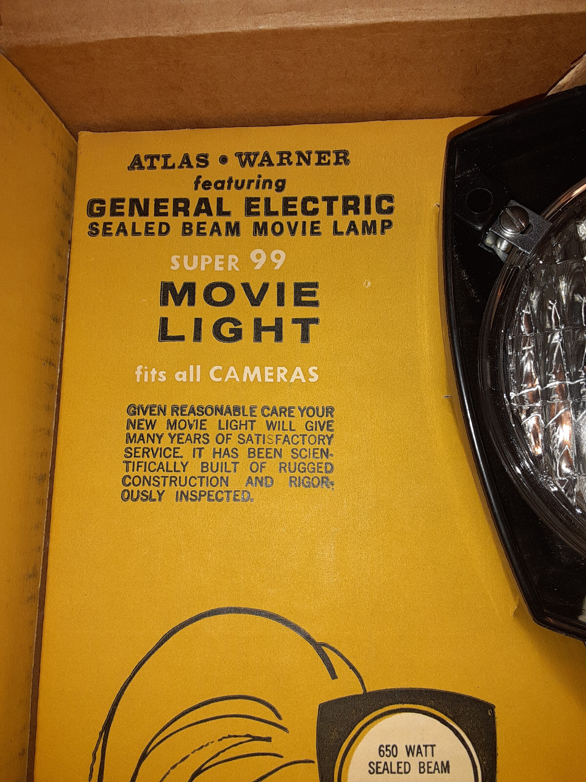 1960s GENERAL ELECTRIC SUPER 99 MOVIE SPOT LIGHT fits all cameras DOUBLE BEAM