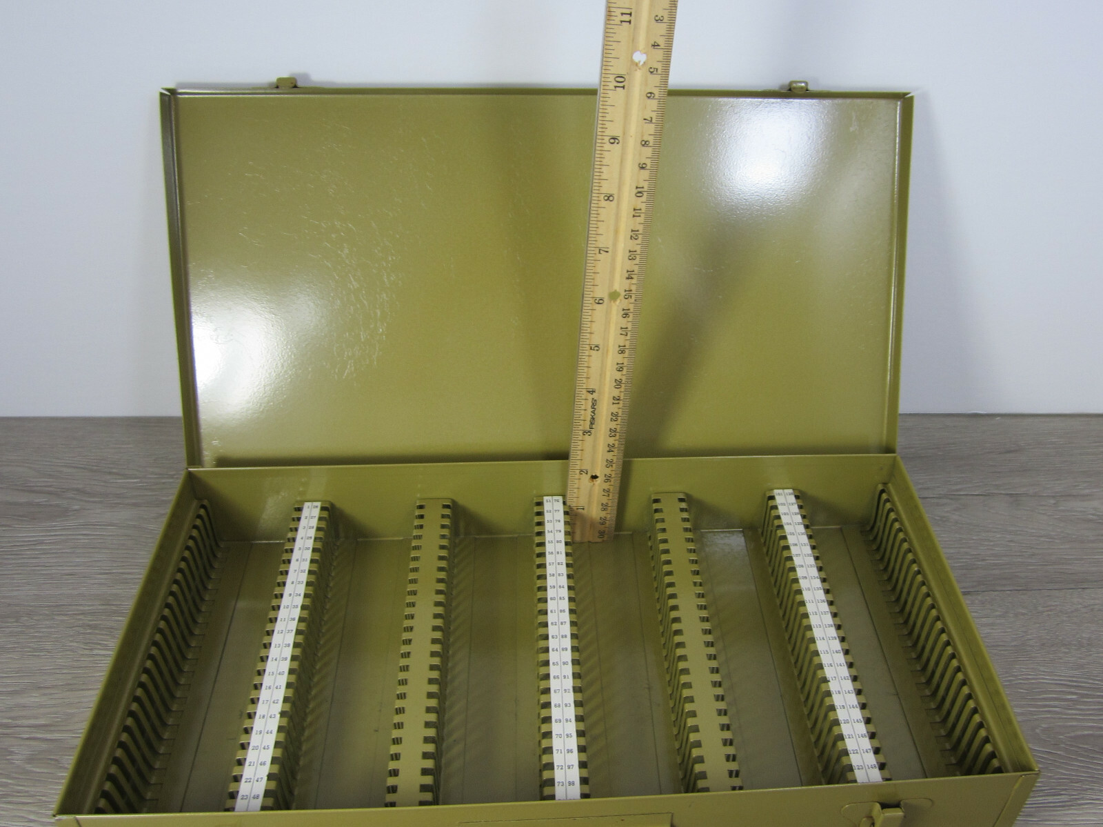 Metal Storage Green Vintage Slides or Coin Collection Photography Lid