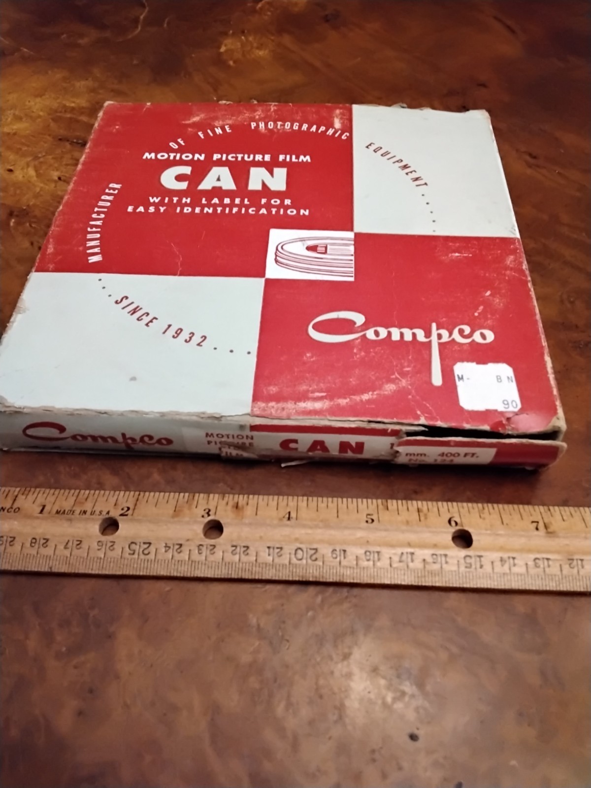COMPCO 16MM MOTION PICTURE FILM CAN #124 FOR 400′ REEL, NEW OLD STOCK
