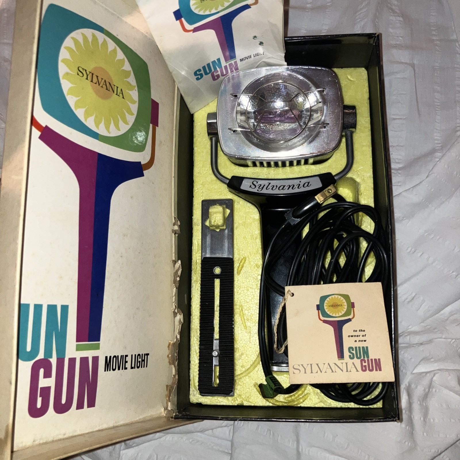 Vintage Sylvania Sun Gun Movie Light SG-1 Handheld Video Camera Lamp 120V Tested