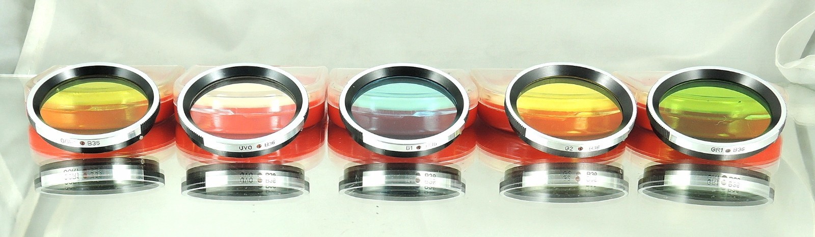 Flexaret – Set of five color filters B36 MEOPTA Czechoslovakia genuine MINT