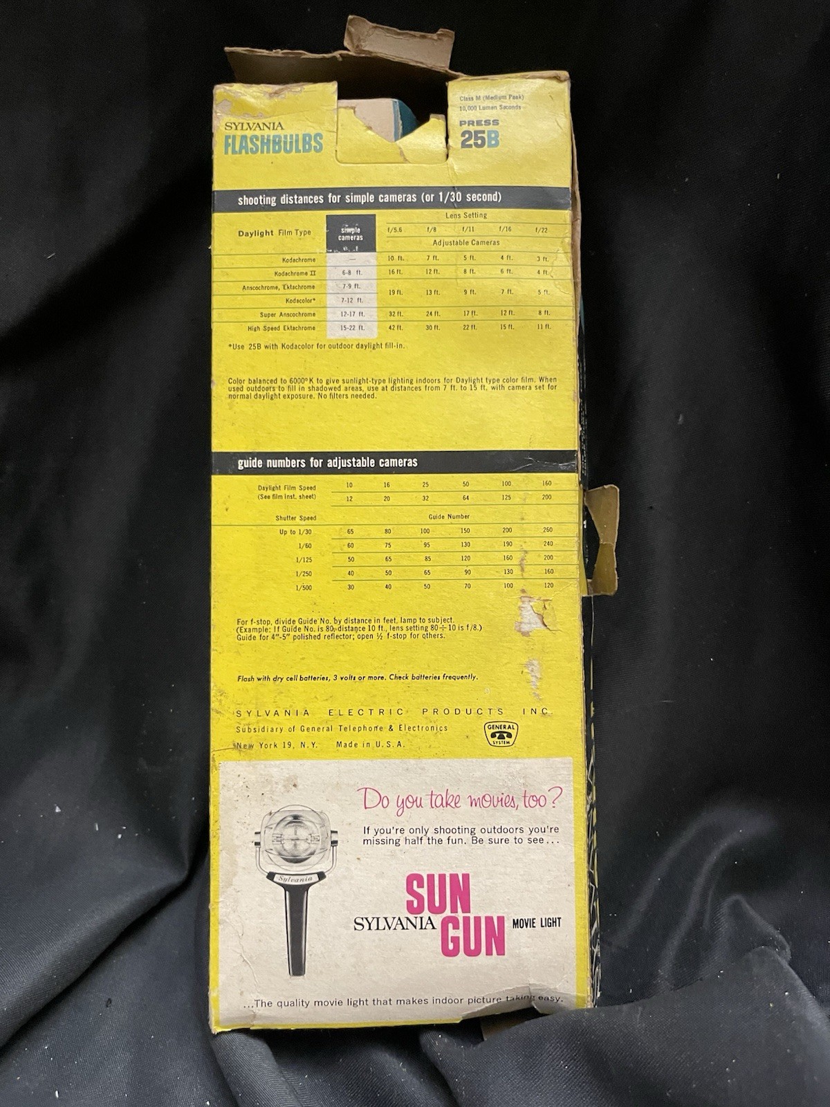 Vintage Sylvania Flashbulbs Blue Dot Press 25B Box w/ Blue Bulbs c1960s