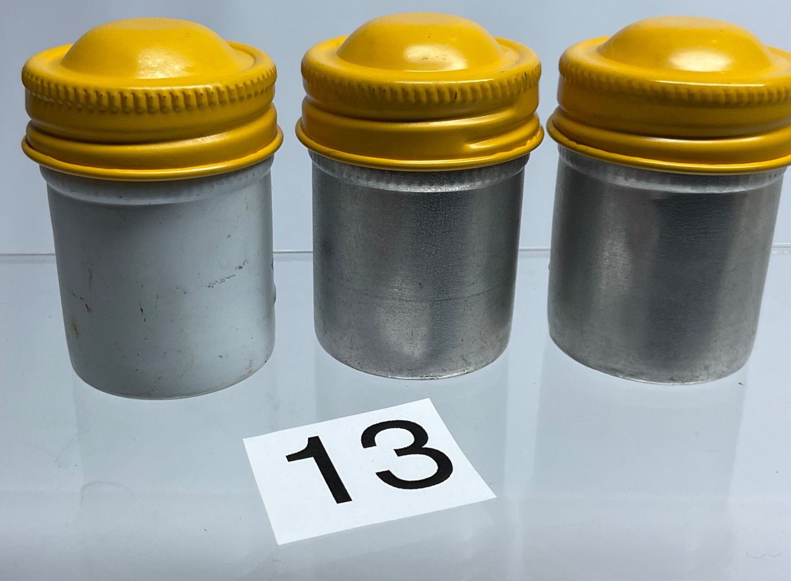3 VTG Lot Kodak 35mm Film Roll Embossed Container Metal Tin Can Canister yellow